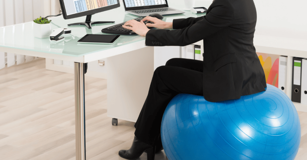 CrossFit GBAR3 Wellness Tips for Healthy Living: use an exercise ball for a desk chair